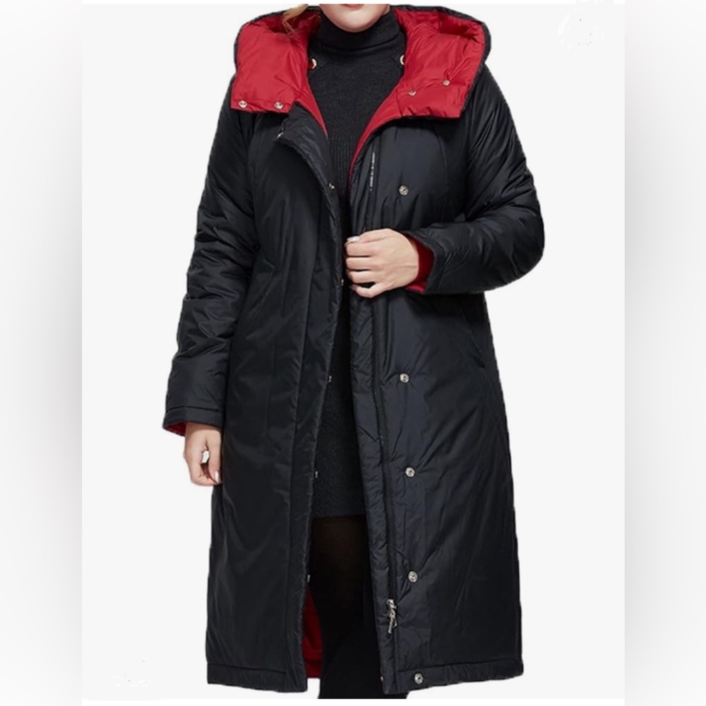 Astrid Hooded Midi Length Thermal Winter Jacket NWT